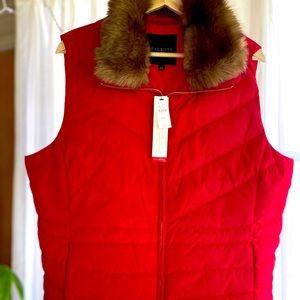 Talbots Petite Puffer Vest with Fur Collar